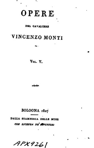 Homer, Vincenzo Monti , Francesco Cassi: Opere (Italian language, 1827, Stamperia delle muse)